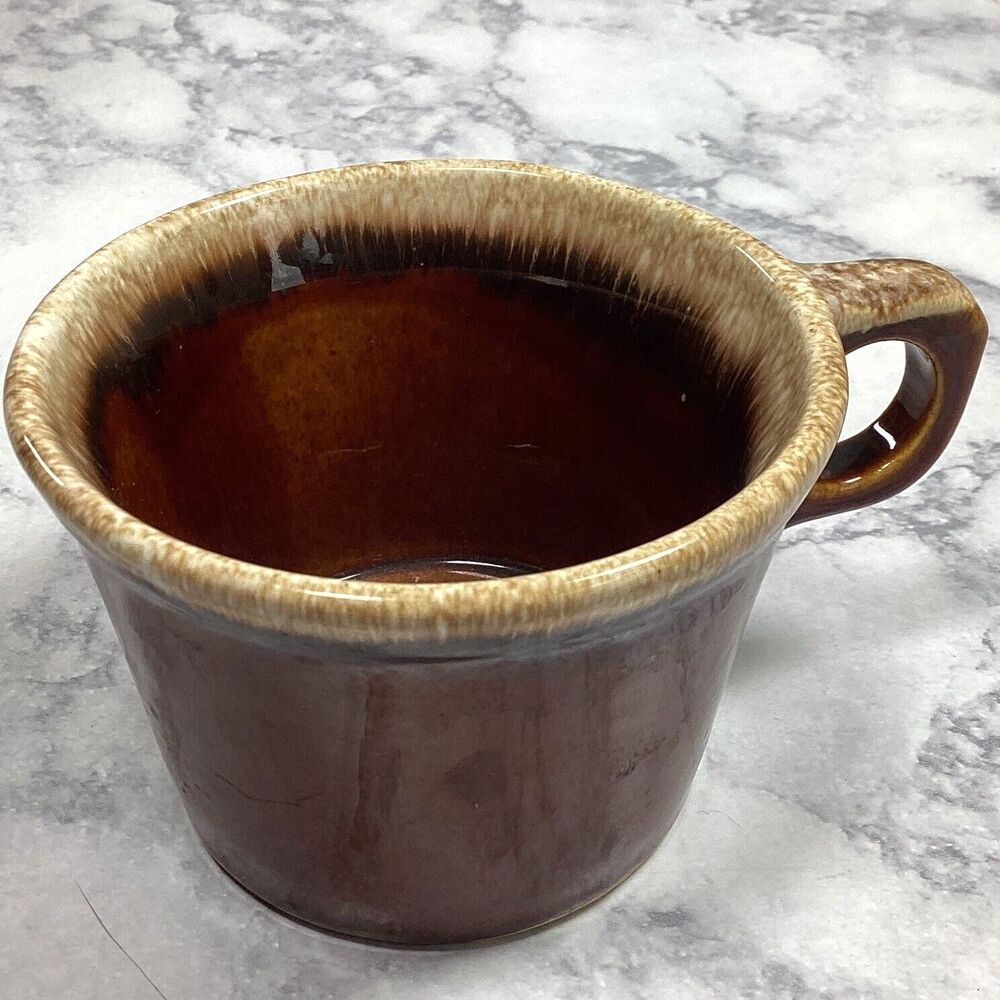 Vtg Hull USA Crestone Mug Brown Drip Oven Proof 2-3/4"